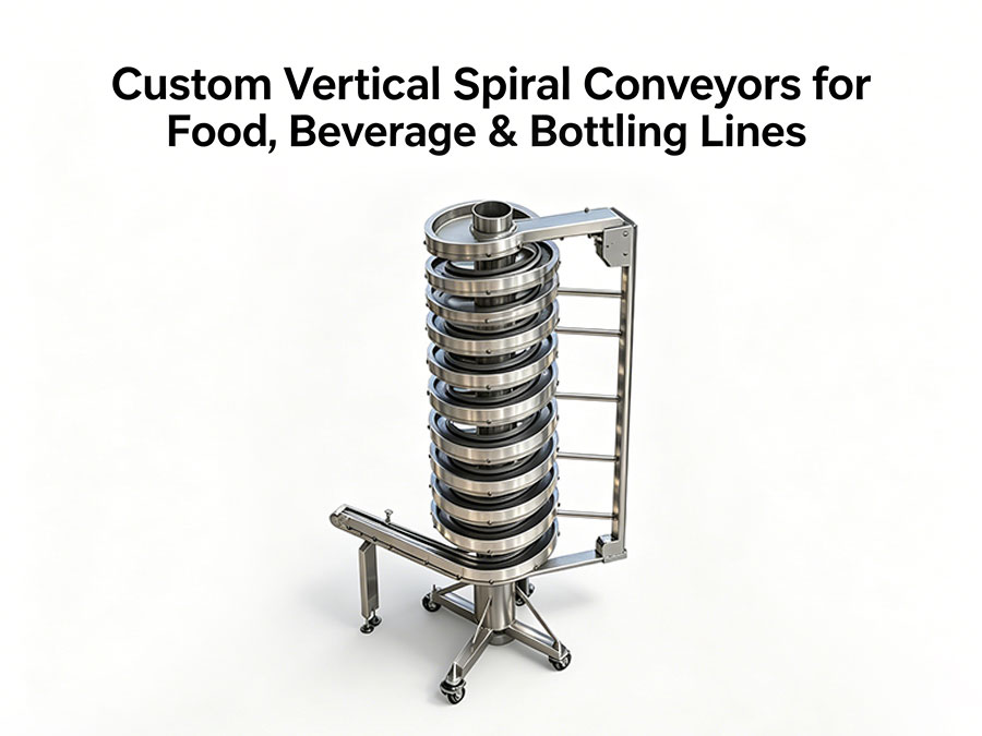 Custom Vertical Spiral Conveyors for Food, Beverage & Bottling Lines