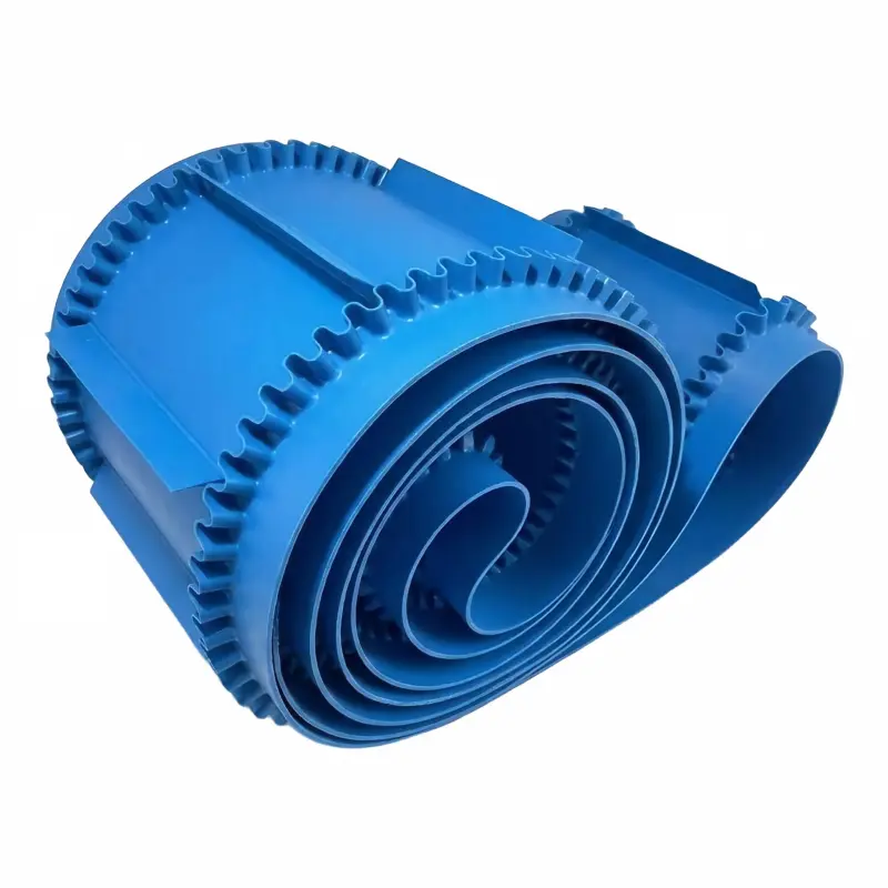 Custom Blue PVC Corrugated Sidewall Conveyor Belt