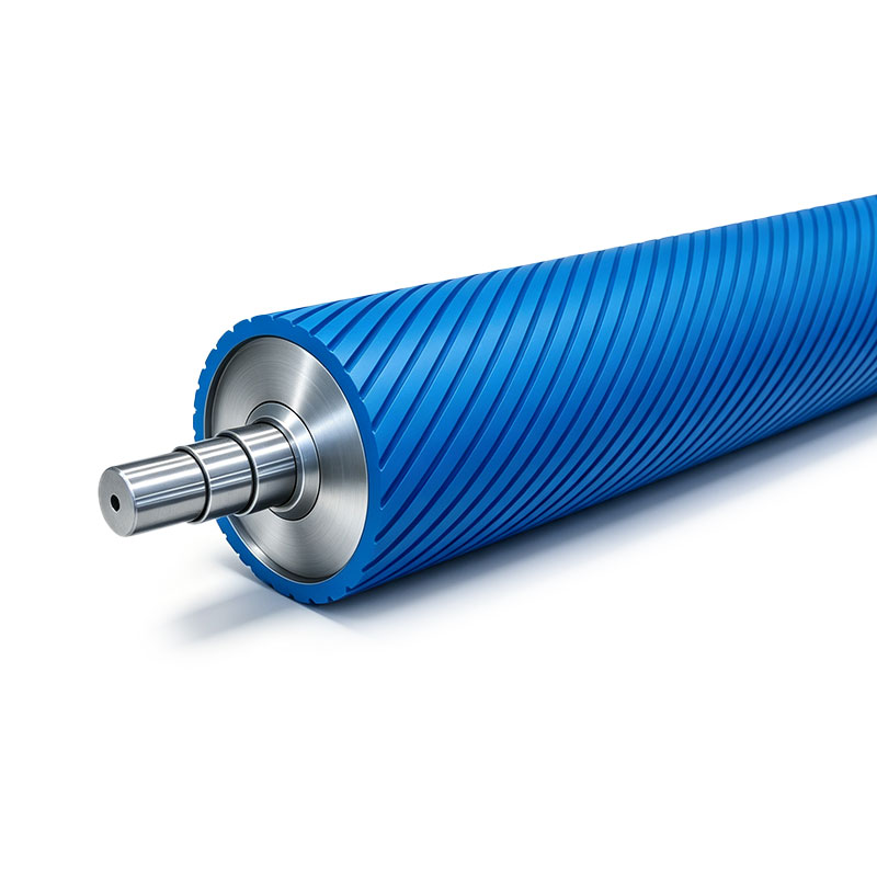 Custom Spiral Grooved Rubber Roller for Web Guiding & Processing