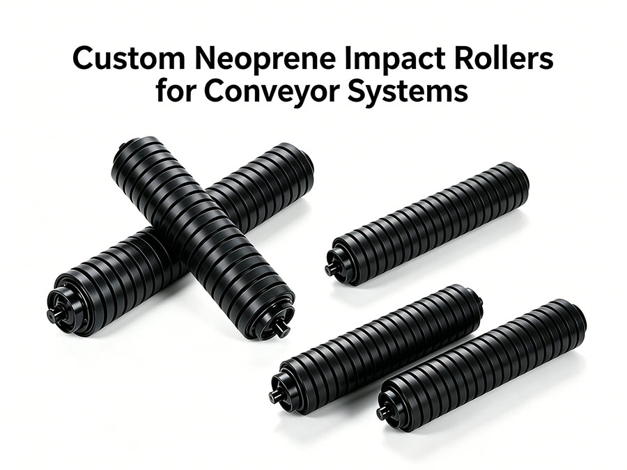 Custom Neoprene Impact Rollers for Conveyor Systems