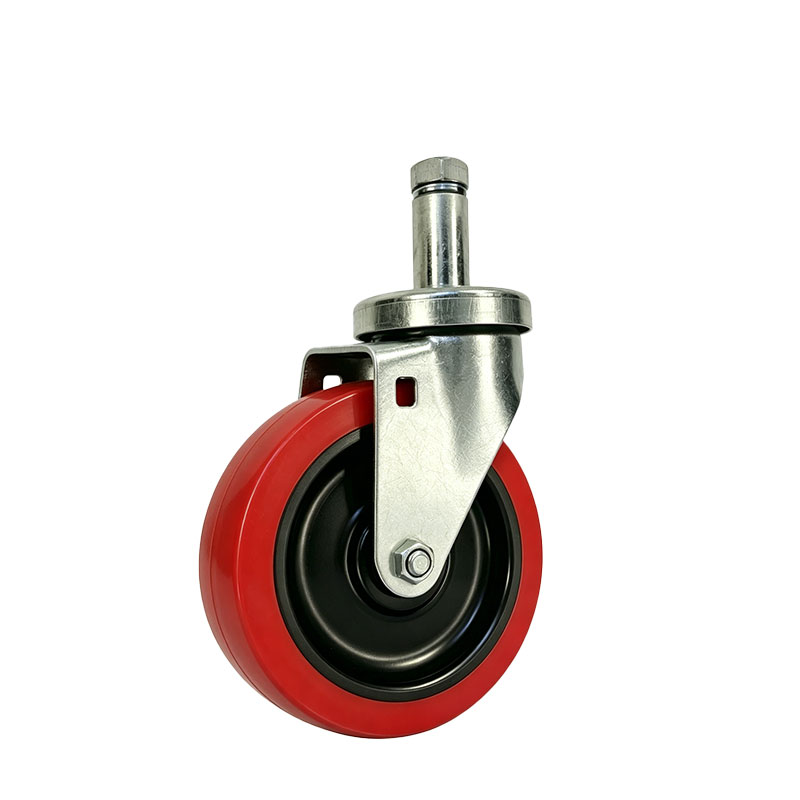 Red Polyurethane Swivel Stem Casters for Bakery Prep Tables