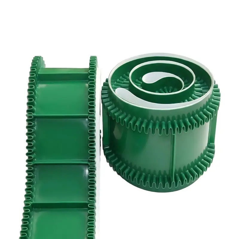 Custom Green PVC Corrugated Sidewall Conveyor Belt