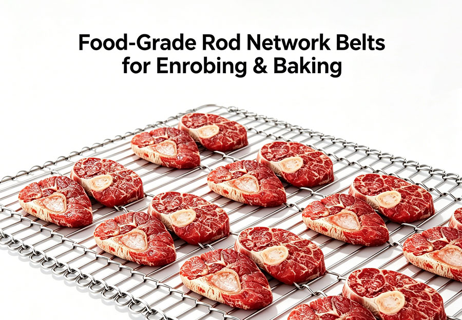 Food-Grade Rod Network Belts for Enrobing & Baking
