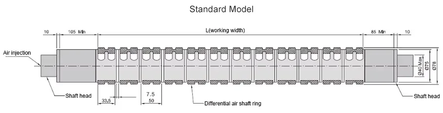 Aluminium Slitting Machine Differential Air Shaft Expandable Shaft