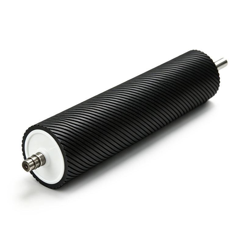 Custom Spiral Grooved Rubber Roller for Web Guiding & Processing