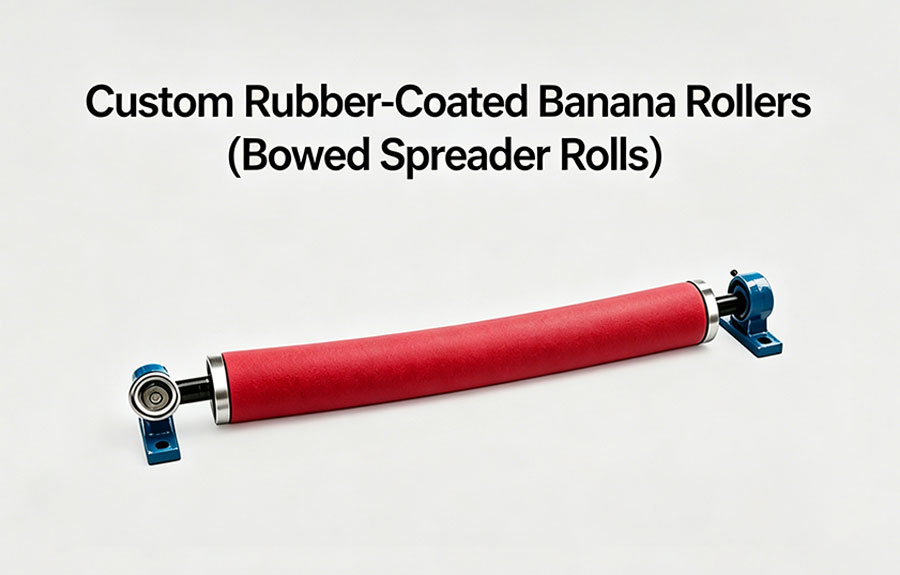 Custom Rubber-Coated Banana Rollers (Bowed Spreader Rolls)